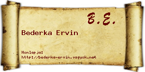 Bederka Ervin névjegykártya