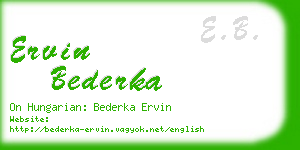 ervin bederka business card